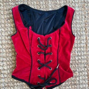 Shrine of Hollywood Red Lace-Up Corset Top